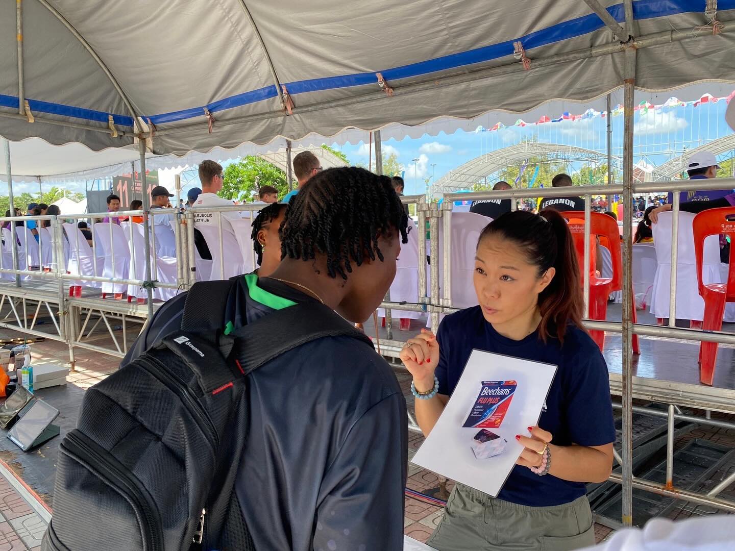 ITA Education Ambassador, Janice Lyn, promoting Clean Sport at the 2023 U21  FIVB World Championships in Roi Et â€“ International Federation of Muaythai  Associations